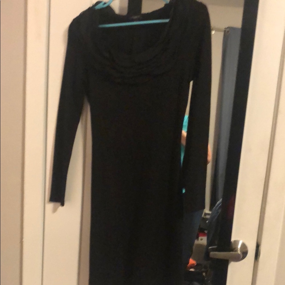 Ann Taylor Black Long Sleeve Cowl Neck Bodycon Dress